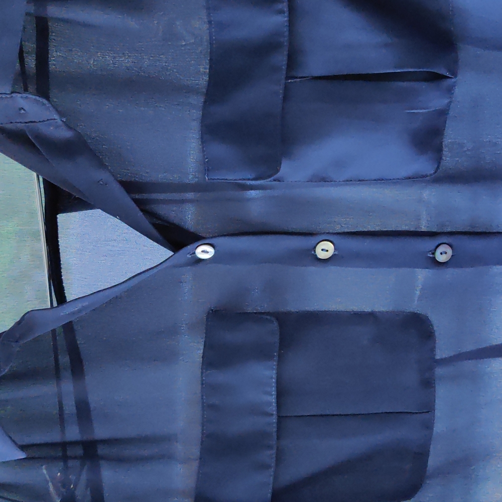 Semi sheet Navy blouse with pockets semi sheer navy top 3/4 length sleeve by H&M